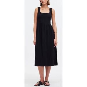 madewell twill sophia midi dress MADEWELL Women's $138 Twill Sophia Midi Dress Dark Navy Blue XS NH034